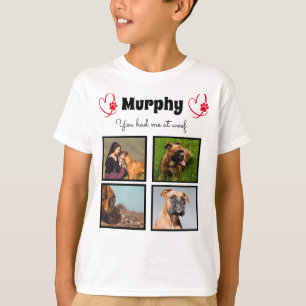 Pet dog 4 foto collage past shirt aan voor jongens