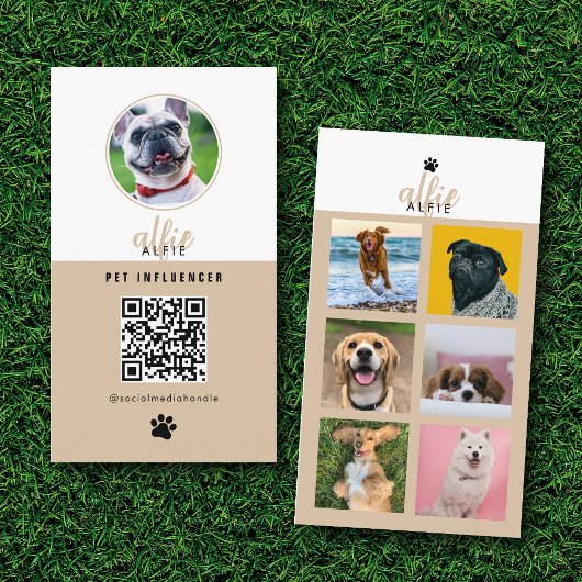 Pet Dog 6 Foto Feed Grid Social Media QR Code Visitekaartje