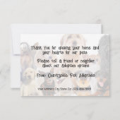 Pet Dog Adoption Rescue Hartelijk dank voor kaarte Bedankkaart (Achterkant)