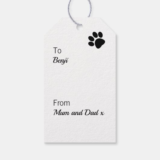 Pet Dog Birthday Cute Puppy Paw Print Patroon Cadeaulabel (Achterkant)