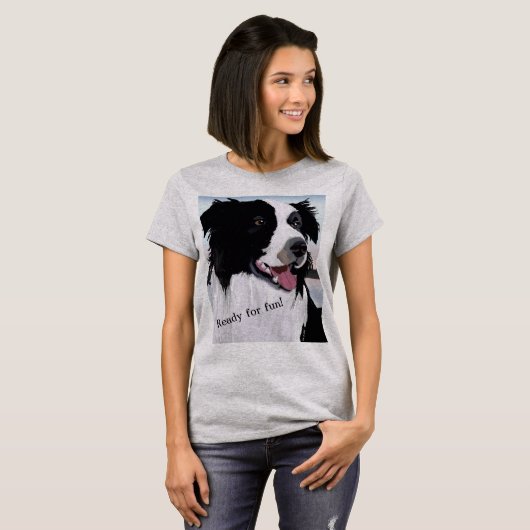 Pet Dog Border Collie Portrait T-shirt (Voorkant volledig)