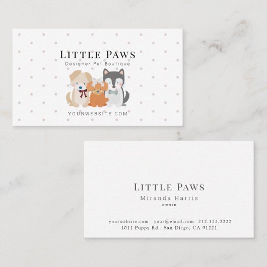 Pet Dog Boutique Kleding Kleding Halsband Visitekaartje (Voorkant / Achterkant)