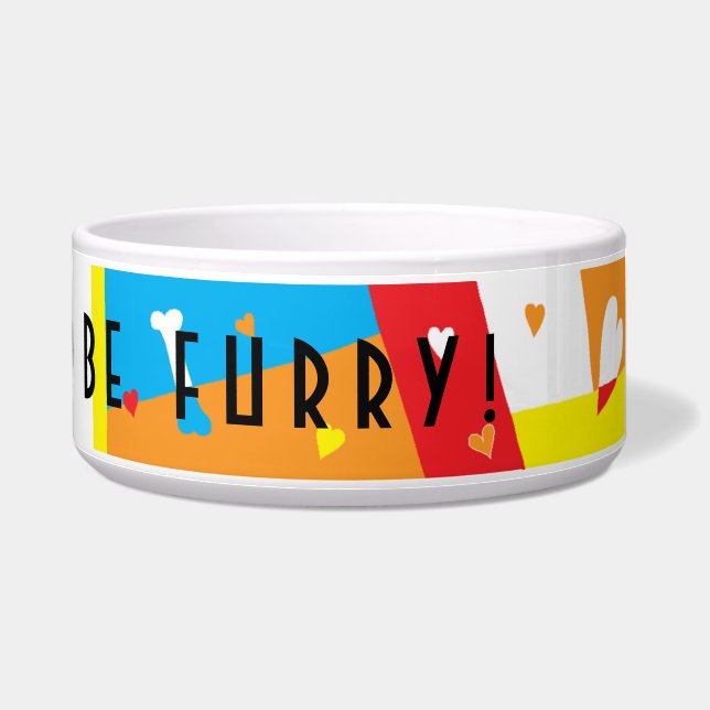 Pet DOG Bowl Grote "Eet, Drink en wees harig" Voerbakje (Rechts)