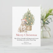 Pet Dog (Bulldog en kerstboom) Feestdagenkaart (Staand voorkant)