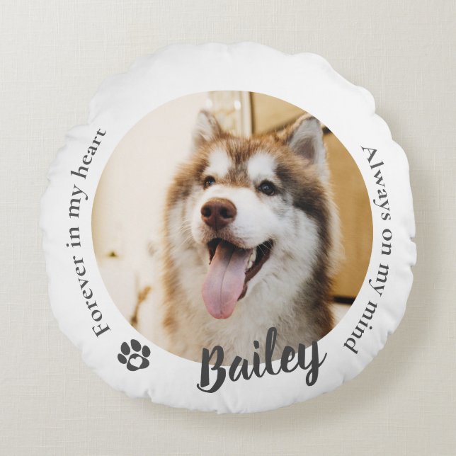 Pet Dog Cat Custom Photo Memorial Keepsake Rond Kussen (Voorkant)