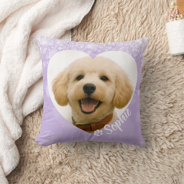 Pet Dog Cat Custom Photo Purple Memorial Keepsake Kussen (Deken)