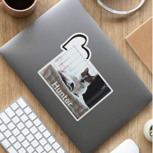 Pet Dog Cat Heart Aangepast fotosjabloon Sticker