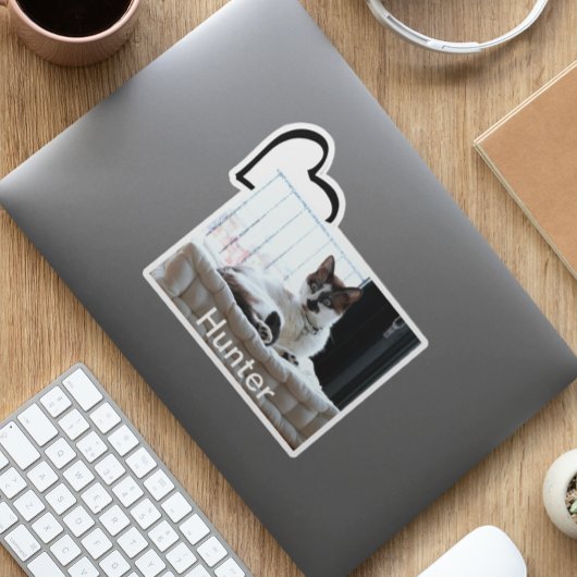 Pet Dog Cat Heart Aangepast fotosjabloon Sticker