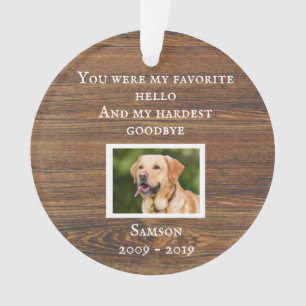 Pet Dog Cat Memorial Custom Wood Foto Ornament