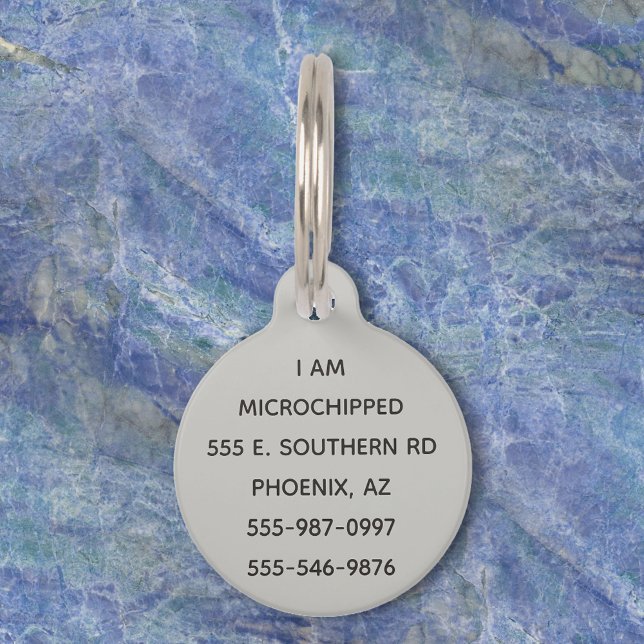 Pet Dog Cat Monogram Label Microchipped aanpassen Huisdierpenning (Creator heeft geüpload)