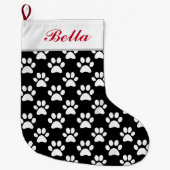 Pet Dog Cat Name Black White Paw Prins Grote Kerstsok (Voorkant)