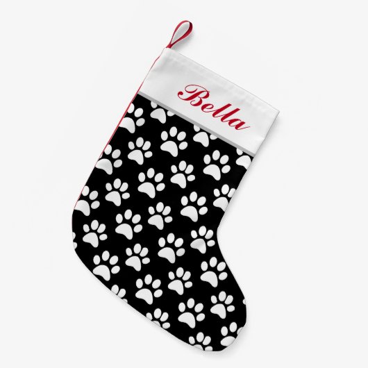 Pet Dog Cat Name Black White Paw Prins Kleine Kerstsok (Voorkant (Hangend))