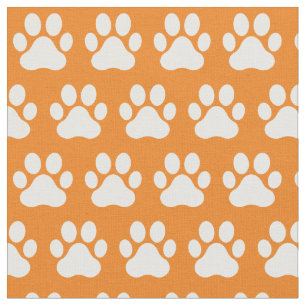 Pet Dog Cat Paw Drukt Sinaasappel Wit Stof