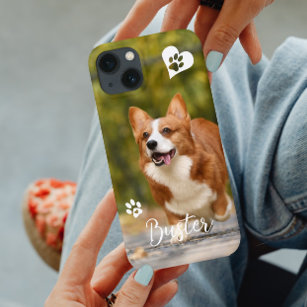 Pet Dog Cat Personalized Photo Template Paw Heart Case-Mate iPhone 14 Hoesje