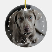 Pet Dog Cat Photo Minimalistic Paws Circle Keramisch Ornament (Achterkant)