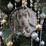 Pet Dog Cat Photo Minimalistic Paws Circle Keramisch Ornament<br><div class="desc">Dit ontwerp kan op het gebied worden gepersonaliseerd dat door de foto en/of tekst te veranderen wordt verstrekt. Of het kan worden aangepast door te klikken deze Sjabloon personaliseert en dan de klik te kiezen om verdere optie aan te passen en de kleur van de achtergrond te schrappen of te...</div>