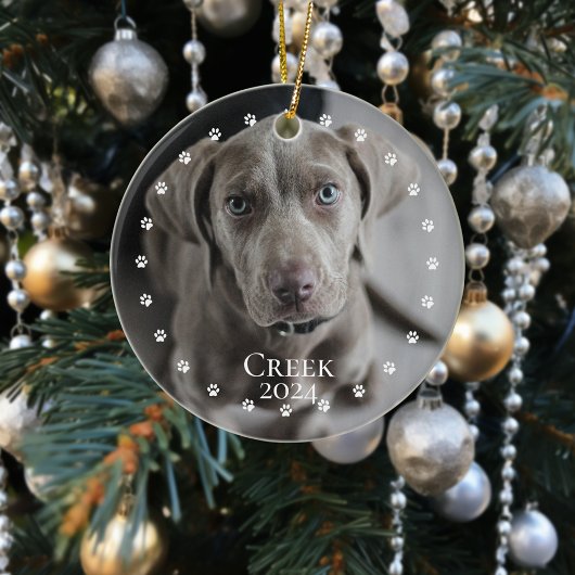 Pet Dog Cat Photo Minimalistic Paws Circle Keramisch Ornament