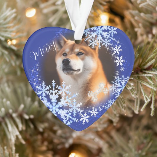 Pet Dog Christmas Blue Ornament (Boom)