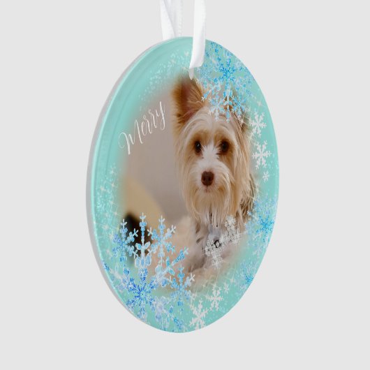 Pet Dog Christmas Blue Ornament (voorkant)