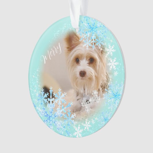 Pet Dog Christmas Blue Ornament (voorkant)