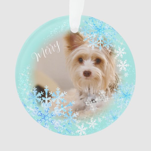Pet Dog Christmas Blue Ornament (voorkant)