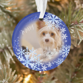 Pet Dog Christmas Blue Ornament