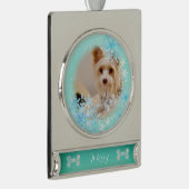Pet Dog Christmas Blue Ornament Verzilverd Banner Ornament (Rechts)