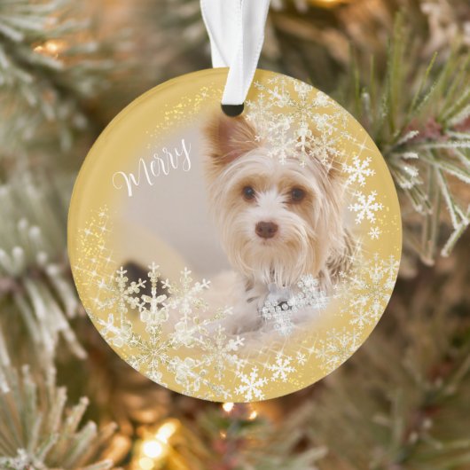 Pet Dog Christmas Gold Ornament (Boom)