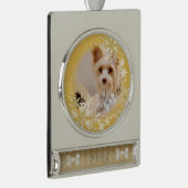 Pet Dog Christmas Gold Ornament Verzilverd Banner Ornament (Rechts)