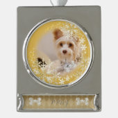 Pet Dog Christmas Gold Ornament Verzilverd Banner Ornament (Voorkant)