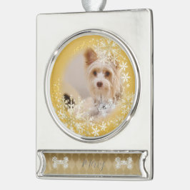 Pet Dog Christmas Gold Ornament Verzilverd Banner Ornament