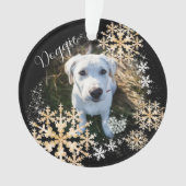 Pet Dog Christmas Gold Zwart Ornament (voorkant)