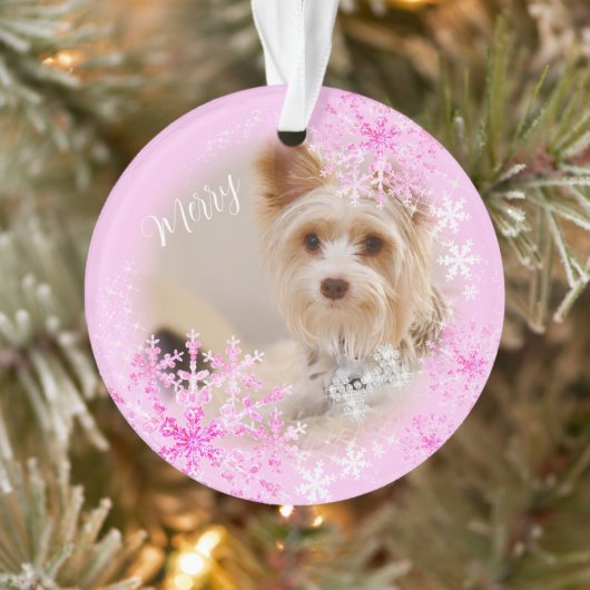 Pet Dog Christmas Roze Ornament (Boom)