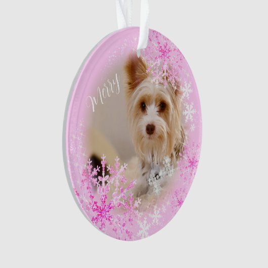 Pet Dog Christmas Roze Ornament (voorkant)