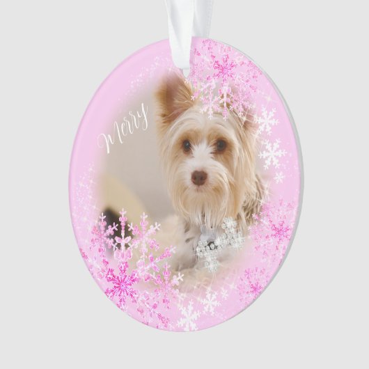 Pet Dog Christmas Roze Ornament (voorkant)