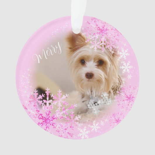 Pet Dog Christmas Roze Ornament (voorkant)