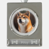 Pet Dog Christmas Verzilverd Banner Ornament (Voorkant)