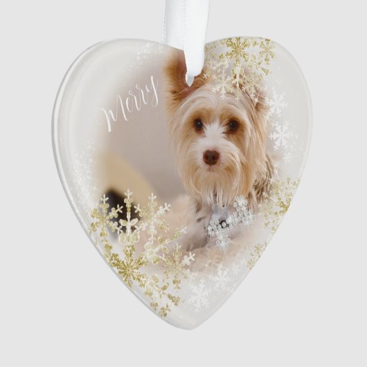Pet Dog Christmas Wit Ornament (voorkant)