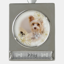 Pet Dog Christmas Wit Ornament Verzilverd Banner Ornament