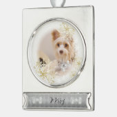 Pet Dog Christmas Wit Ornament Verzilverd Banner Ornament (Links)
