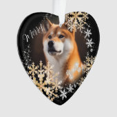 Pet Dog Christmas Zwart Goud Ornament (voorkant)