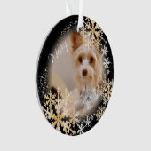 Pet Dog Christmas Zwart Goud Ornament (voorkant)