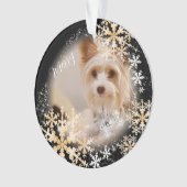 Pet Dog Christmas Zwart Goud Ornament (voorkant)