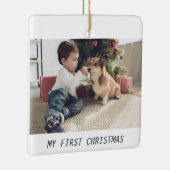 Pet Dog Cute First Kerstfotoscript Keramisch Ornament (Rechts)