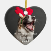 Pet Dog Eerste Kerstmis Foto's Script Ornament (Voorkant)