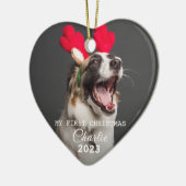 Pet Dog Eerste Kerstmis Foto's Script Ornament (Links)