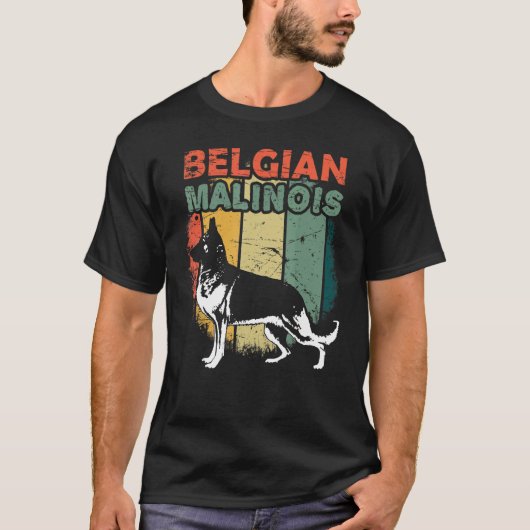 Pet Dog Eigenaar Shepherd Retro  Belgische Malin T-shirt (Voorkant)