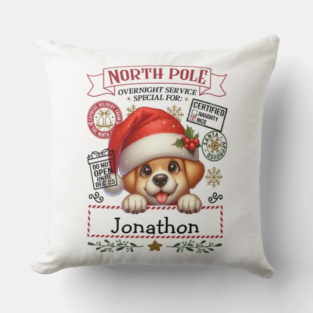 Pet Dog Festive Puppy Christmas Throw Pillow Kussen (Voorkant)