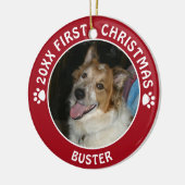 Pet Dog FIRST CHRISTMAS Pawprint Aangepaste kleur Keramisch Ornament (Links)