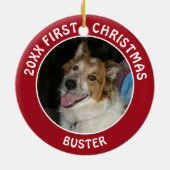 Pet Dog FIRST CHRISTMAS Pawprint Aangepaste kleur Keramisch Ornament (Achterkant)